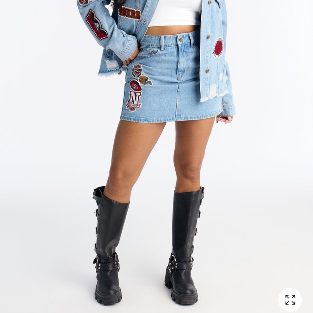 Denim Mini Skirt with Patches